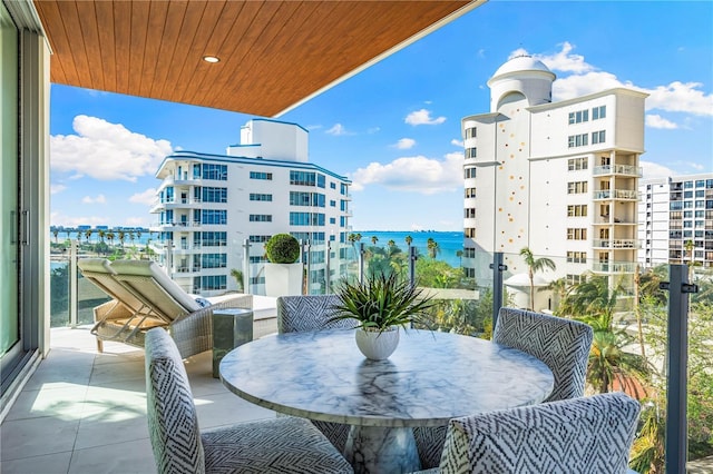 balcony with a water view