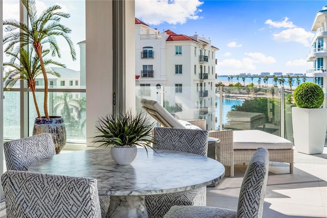 balcony with a water view