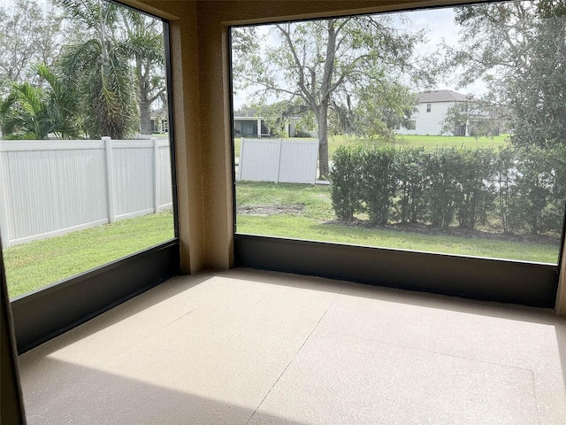 view of unfurnished sunroom