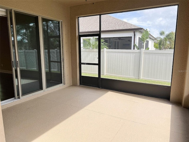 view of unfurnished sunroom