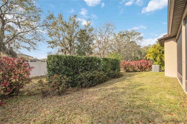 view of yard featuring central AC