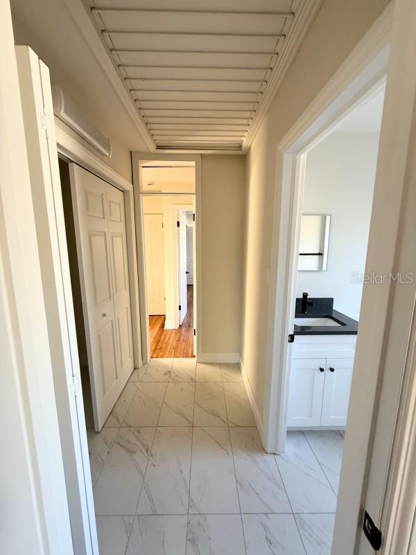 hallway with sink