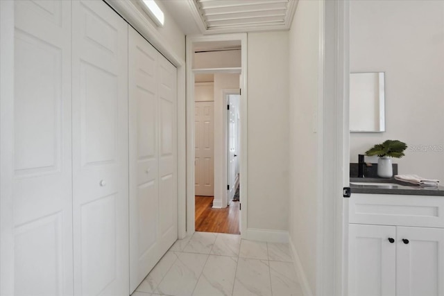 hallway with sink