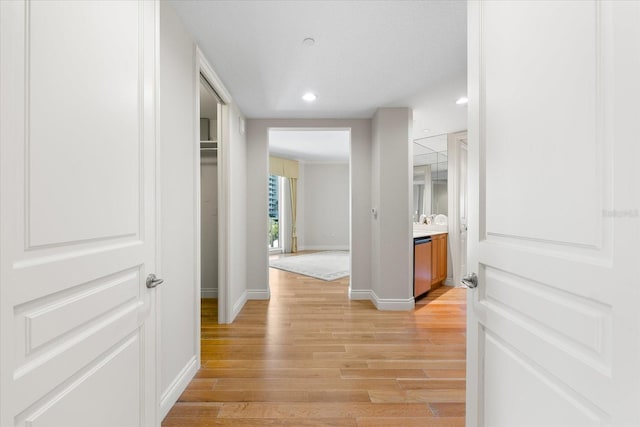 hall featuring light hardwood / wood-style flooring