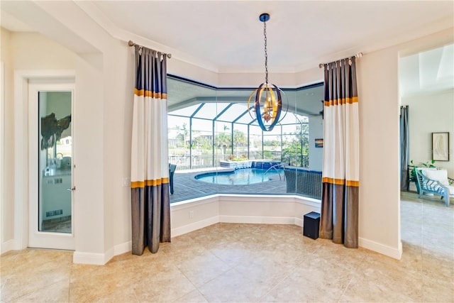 dining room featuring crown molding