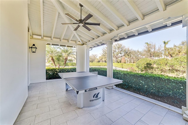 view of patio / terrace featuring ceiling fan