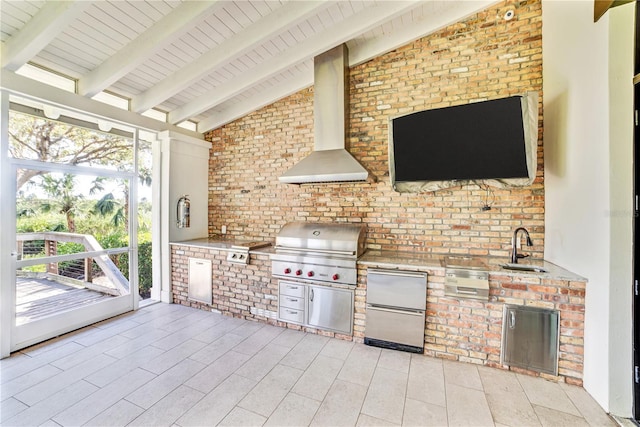 view of patio / terrace featuring sink, a grill, and area for grilling