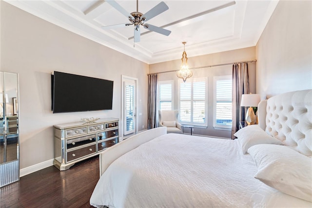 bedroom featuring dark wood-style floors and baseboards