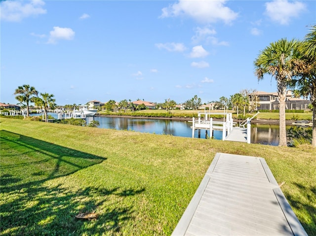 exterior space with a boat dock and boat lift