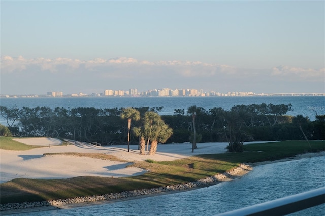 property view of water with a city view