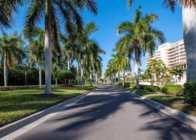 view of street featuring curbs