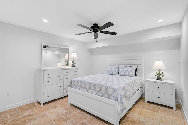 bedroom featuring ceiling fan