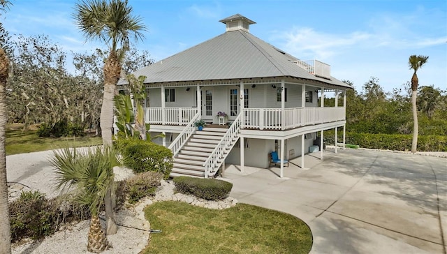 coastal home with a porch