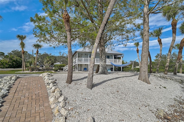 beach home with a porch