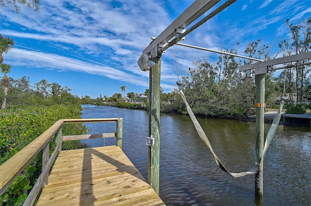 dock area featuring a water view