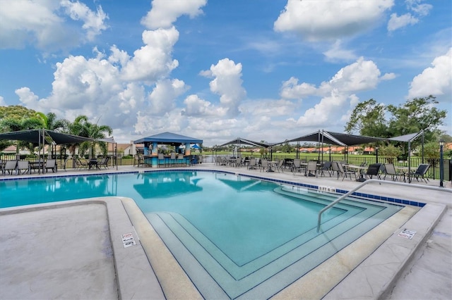 view of pool featuring a patio