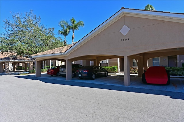 view of covered parking lot