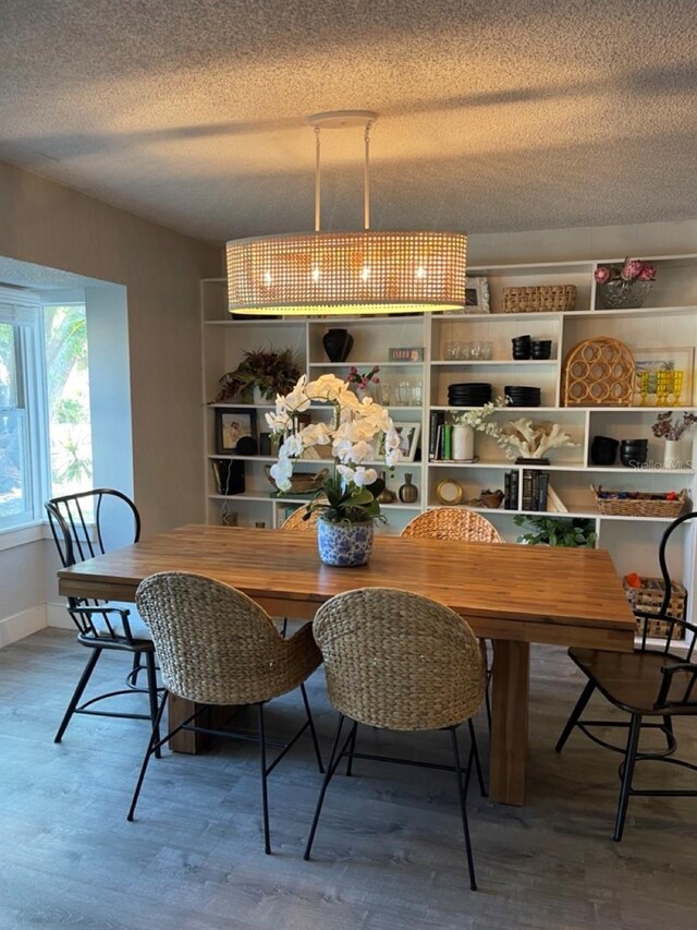 dining room with a textured ceiling
