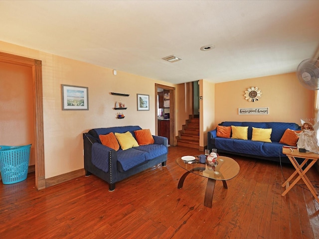 living room with wood-type flooring