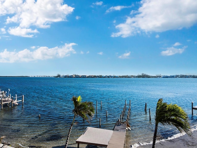 view of dock featuring a water view