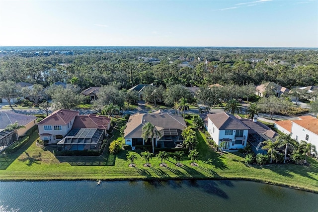 bird's eye view featuring a water view