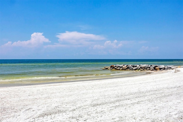 view of water feature with a view of the beach