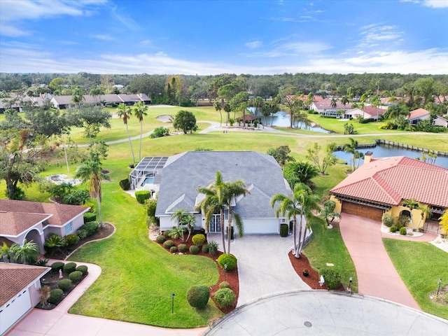 bird's eye view featuring a water view