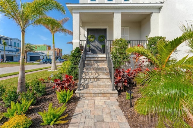 doorway to property with french doors