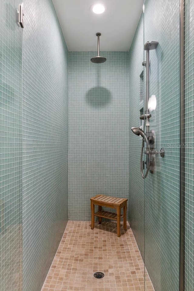 bathroom featuring walk in shower