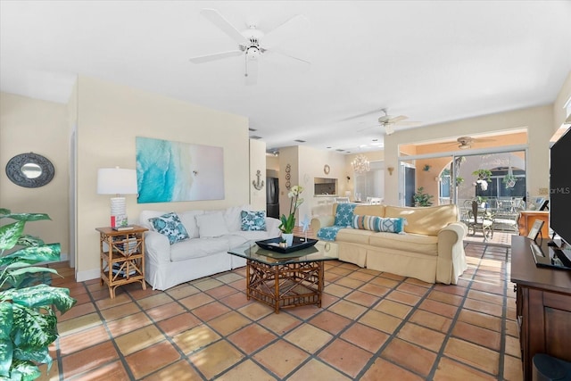 view of tiled living room