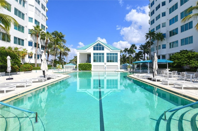 view of pool featuring a patio area