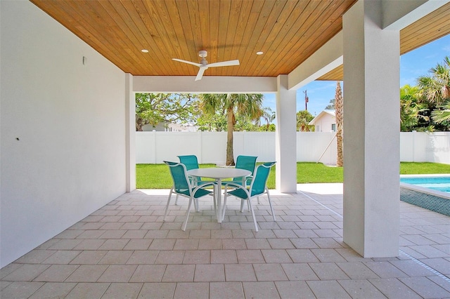 view of patio with ceiling fan