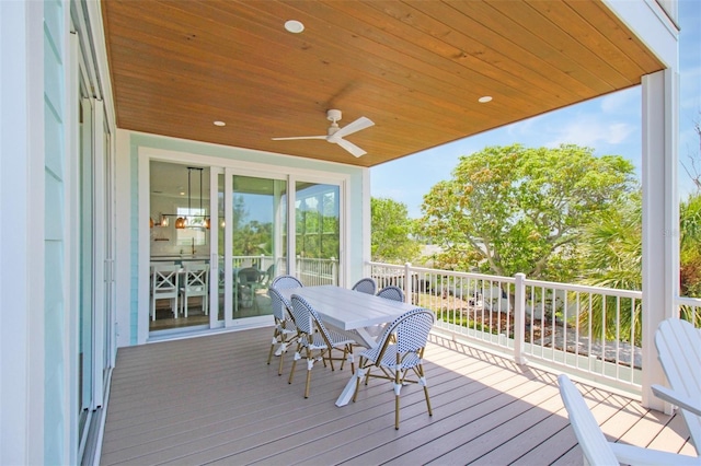 deck featuring ceiling fan