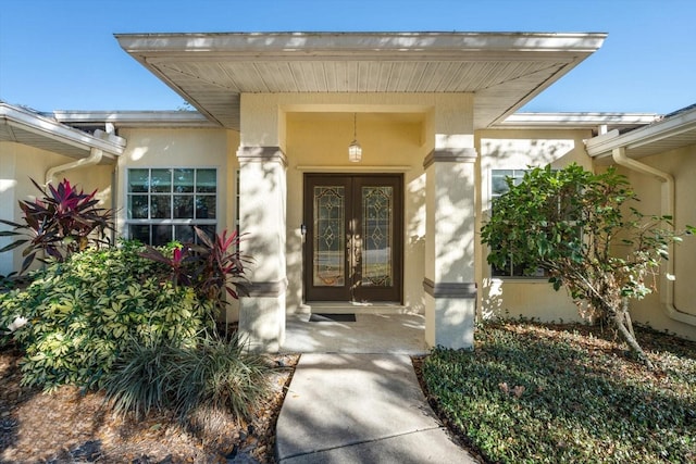 property entrance with french doors