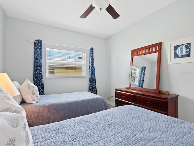 bedroom featuring ceiling fan