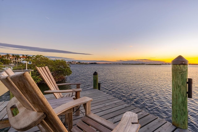 view of dock featuring a water view