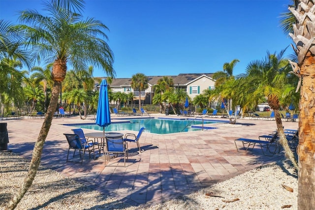 view of pool featuring a patio area