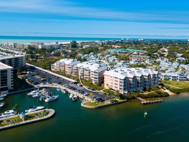 bird's eye view featuring a water view