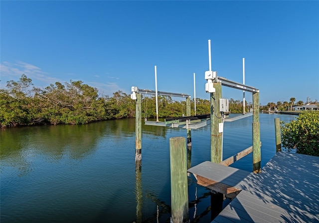 view of dock featuring a water view