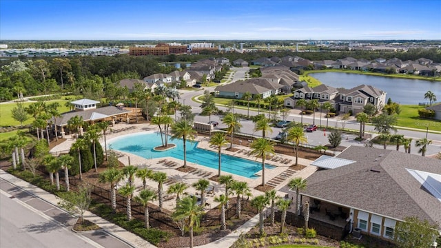 bird's eye view featuring a water view