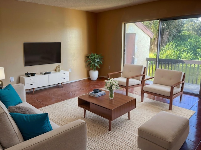 view of tiled living room