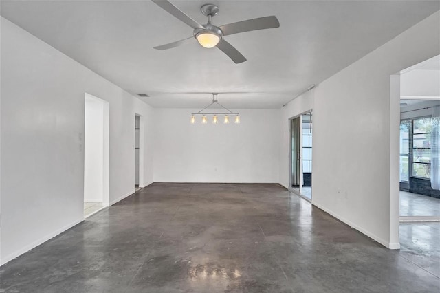 unfurnished room featuring ceiling fan