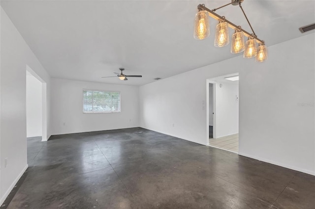 unfurnished room with ceiling fan