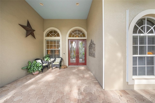 property entrance with french doors