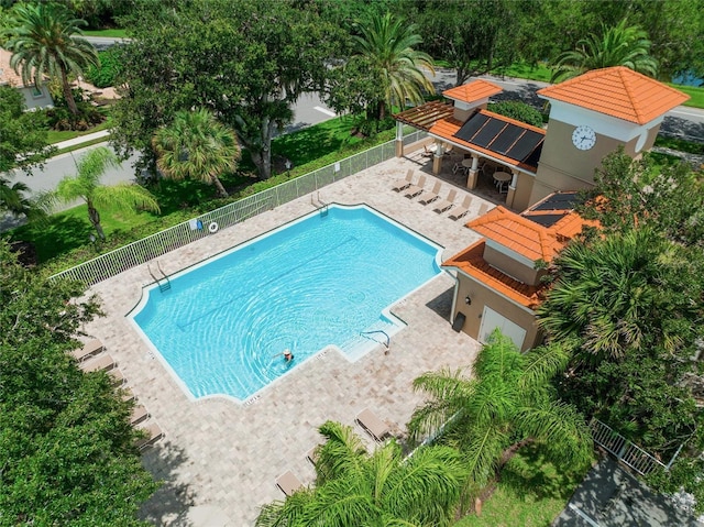 view of swimming pool featuring a gazebo