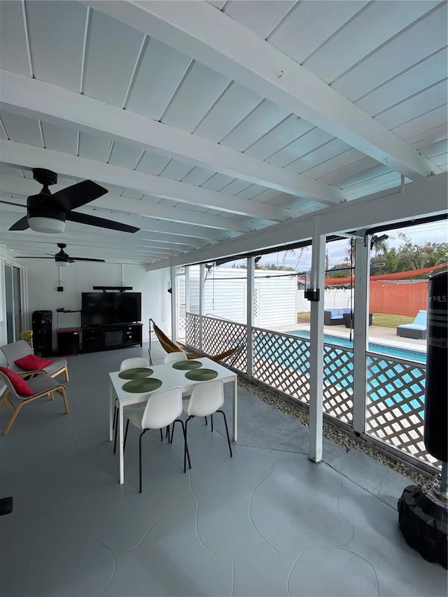 view of patio / terrace featuring ceiling fan