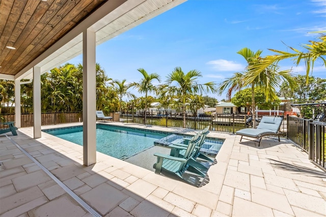 view of swimming pool featuring a patio