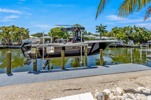 dock area featuring a water view