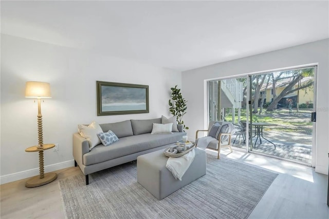 living room with light hardwood / wood-style floors