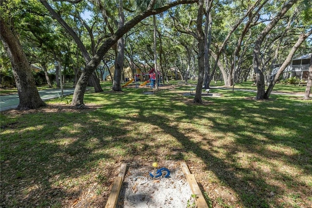 view of yard featuring a playground